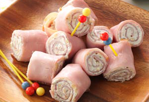 Рулца със сирене и шунка